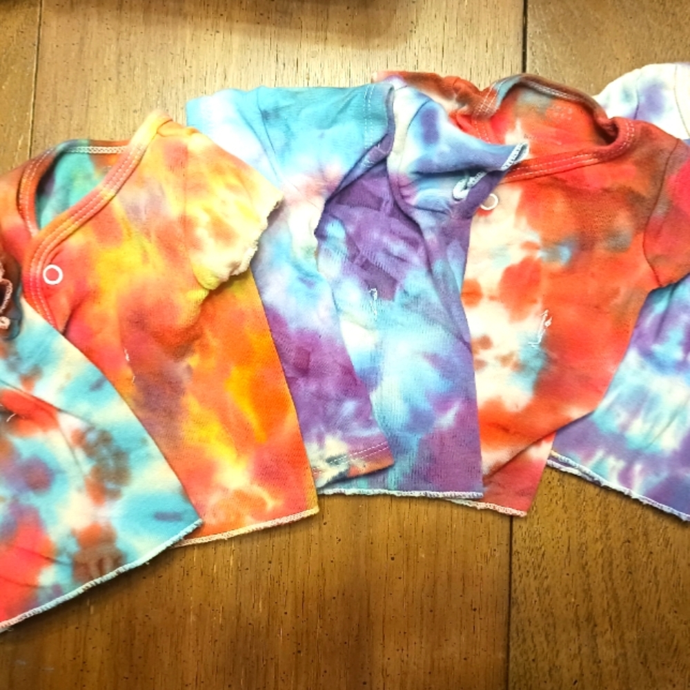 5 Hand tie-dyed 0-3 month 100% cotton snap shirt